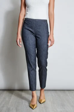 Elie Tahari Slim Linen Pant- Bottoms