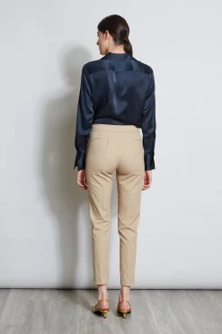 Elie Tahari Slim Pintuck Pant- Bottoms