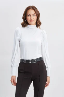 Elie Tahari Smocked Turtleneck Knit- Tops & Sweaters