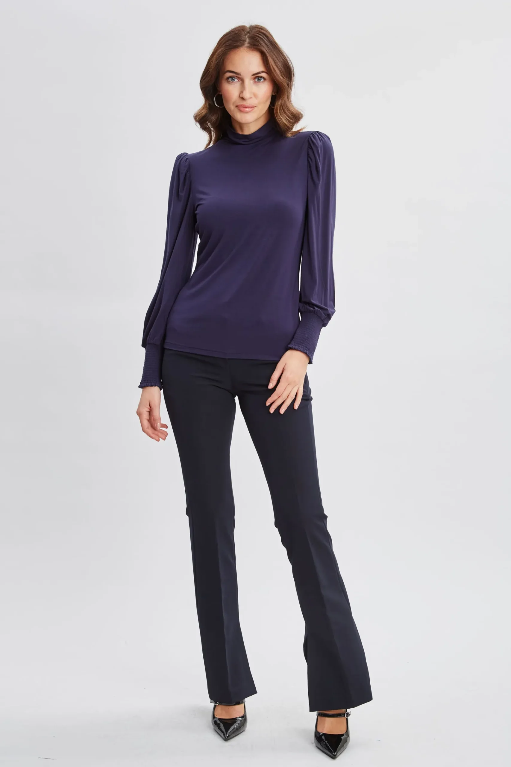 Elie Tahari Smocked Turtleneck Knit- Tops & Sweaters