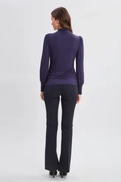 Elie Tahari Smocked Turtleneck Knit- Tops & Sweaters