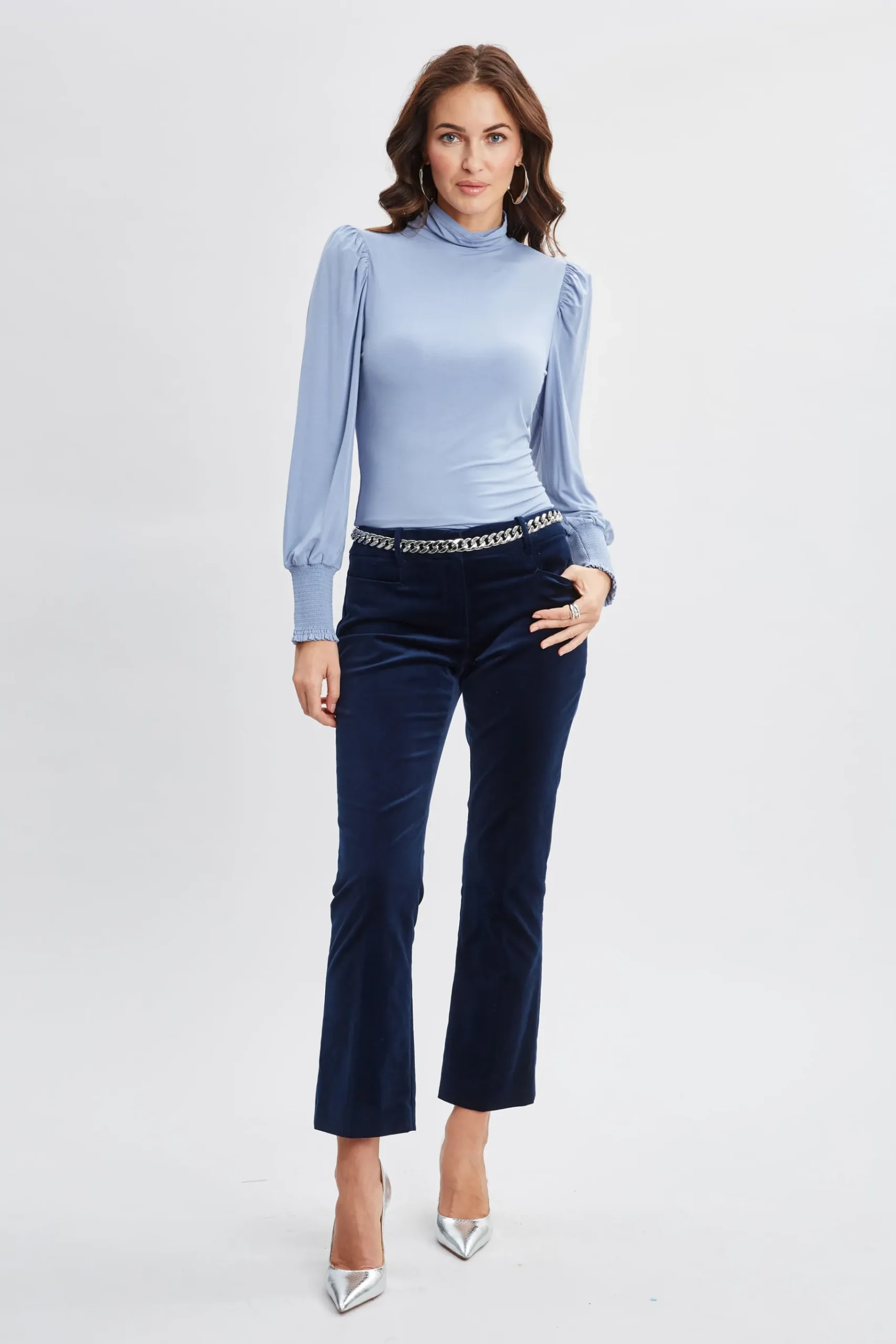 Elie Tahari Smocked Turtleneck Knit- Tops & Sweaters