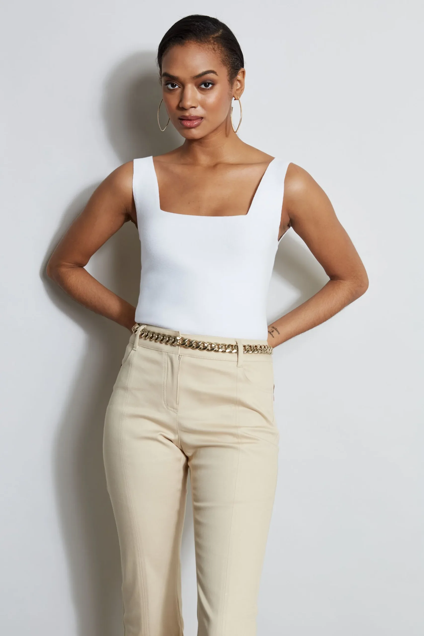 Elie Tahari Square Neck Tank- Tops & Sweaters