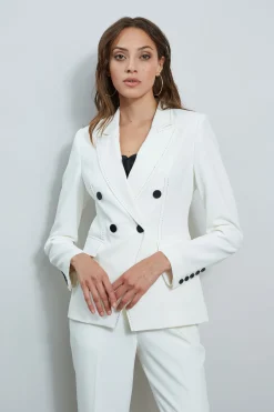 Elie Tahari Stitch Double Breasted Blazer- Jackets & Blazers