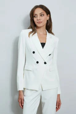 Elie Tahari Stitch Double Breasted Blazer- Jackets & Blazers