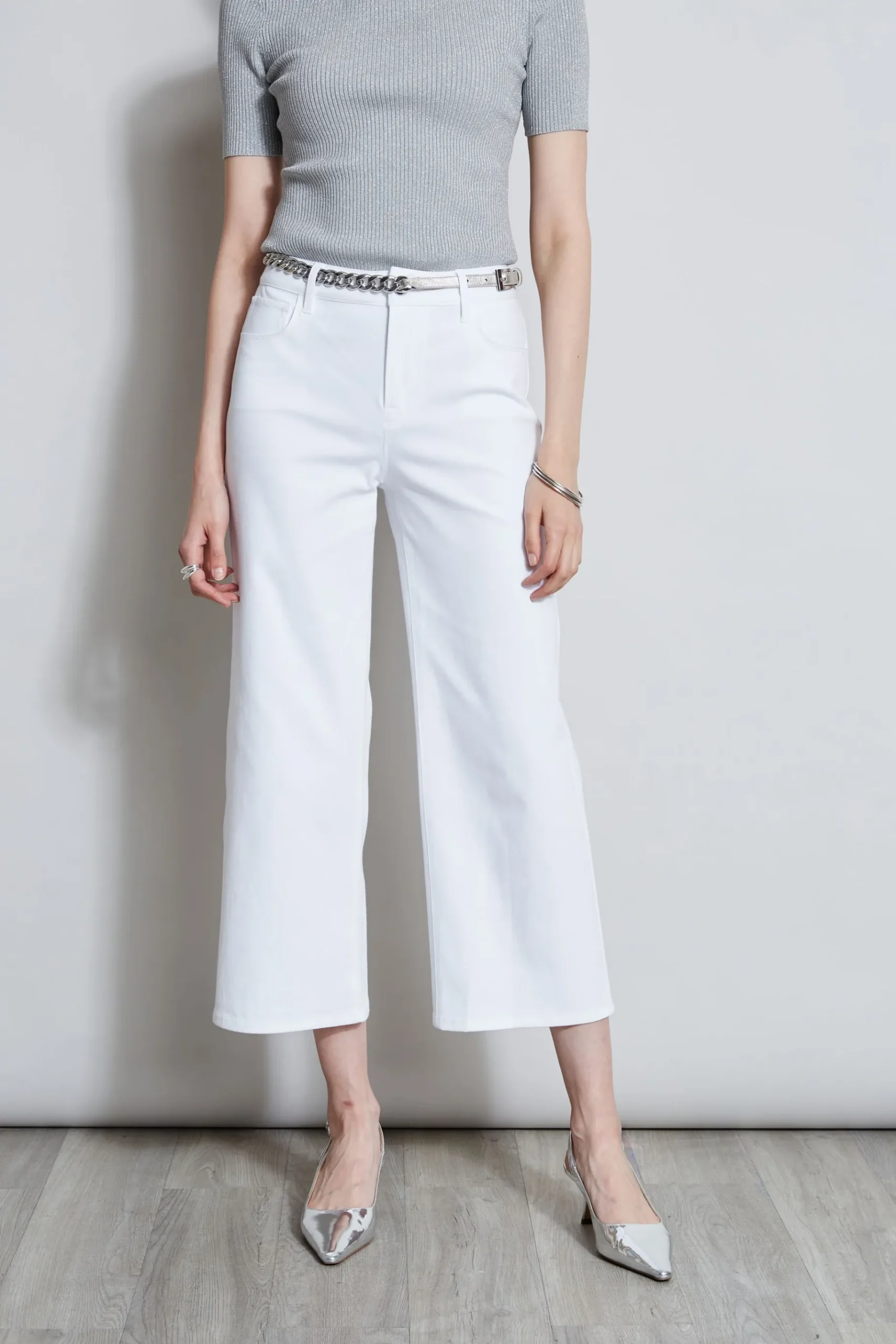 Elie Tahari Stretch Denim Wide Leg Pant- Bottoms