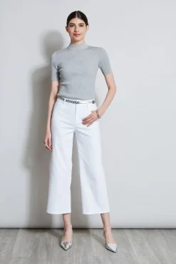 Elie Tahari Stretch Denim Wide Leg Pant- Bottoms
