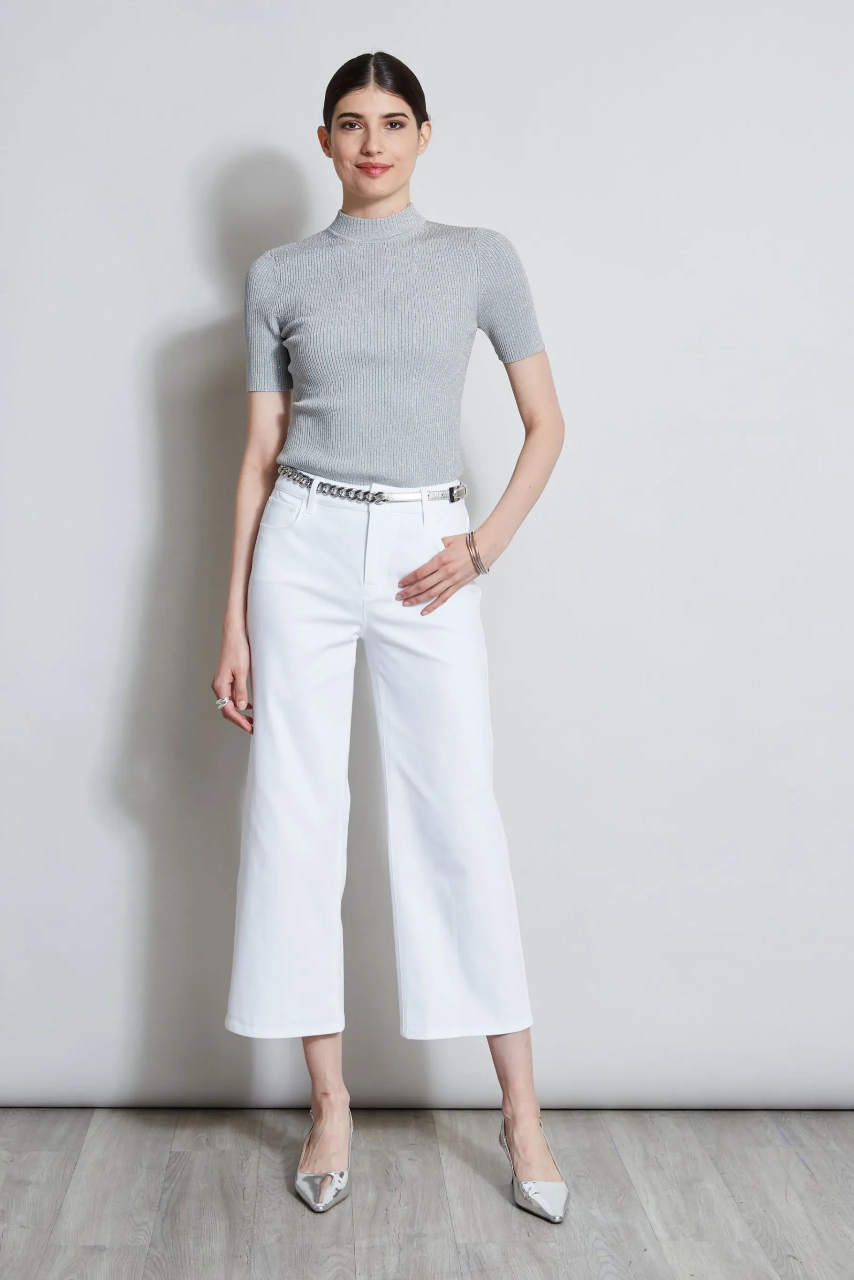Elie Tahari Stretch Denim Wide Leg Pant- Bottoms