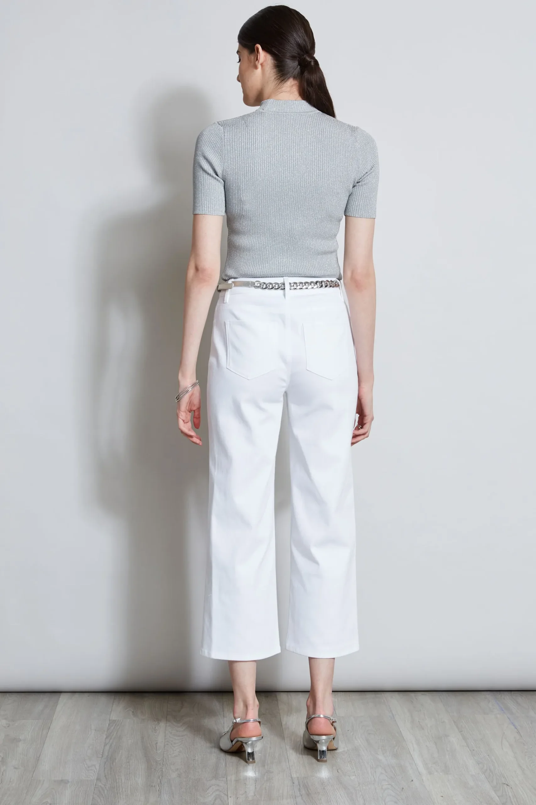 Elie Tahari Stretch Denim Wide Leg Pant- Bottoms