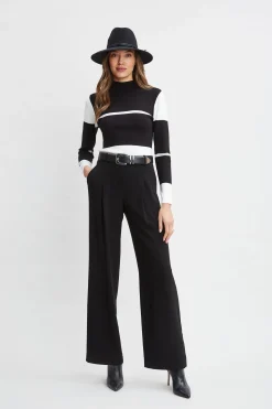 Elie Tahari Stripe Mock Neck Sweater- Tops & Sweaters
