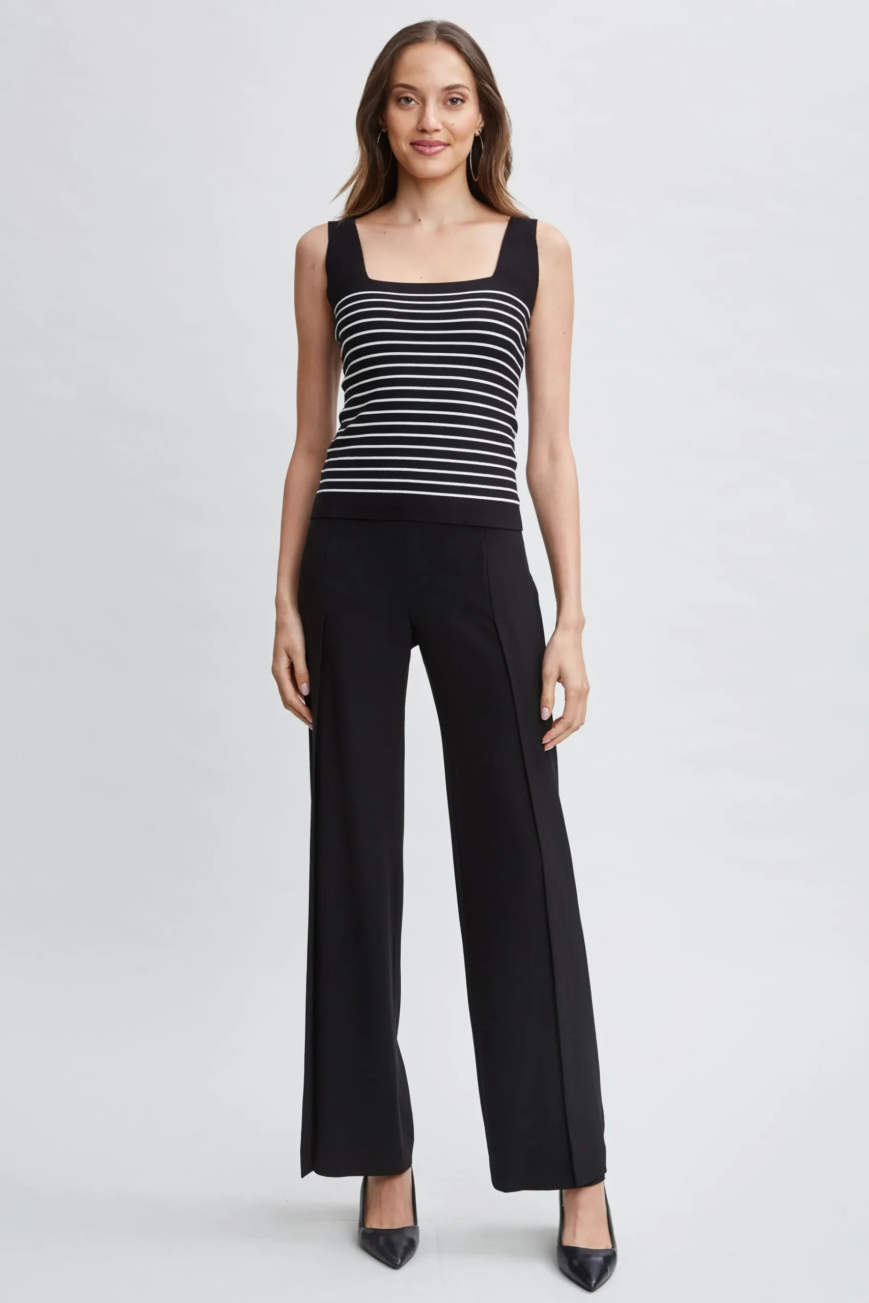 Elie Tahari Stripe Square Neck Sweater- Tops & Sweaters