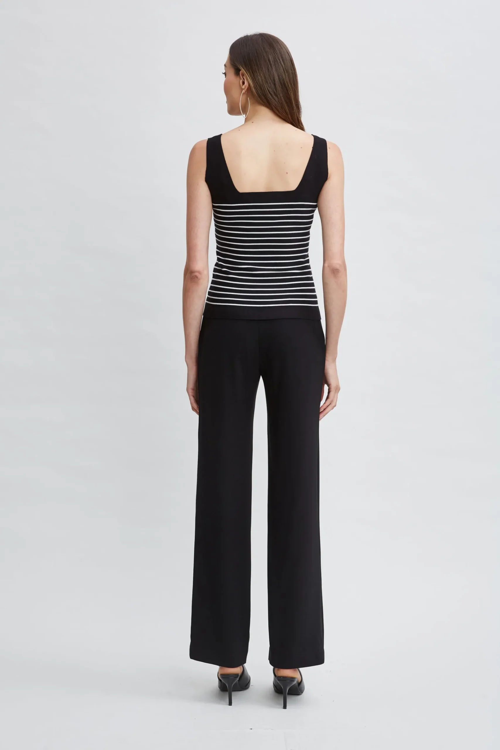 Elie Tahari Stripe Square Neck Sweater- Tops & Sweaters