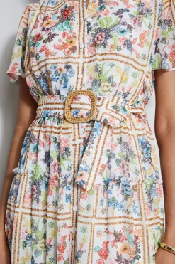 Elie Tahari Summer Palace Belted Dress- Dresses & Jumpsuits|Short Sleeve Dresses