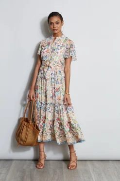 Elie Tahari Summer Palace Belted Dress- Dresses & Jumpsuits|Short Sleeve Dresses