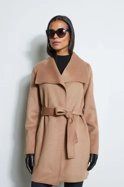Elie Tahari Tahari Double Face Lightweight Wool Wrap Coat- Coats