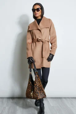 Elie Tahari Tahari Double Face Lightweight Wool Wrap Coat- Coats