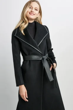 Elie Tahari Tahari Double Face Vegan Trim Wool Coat- Coats