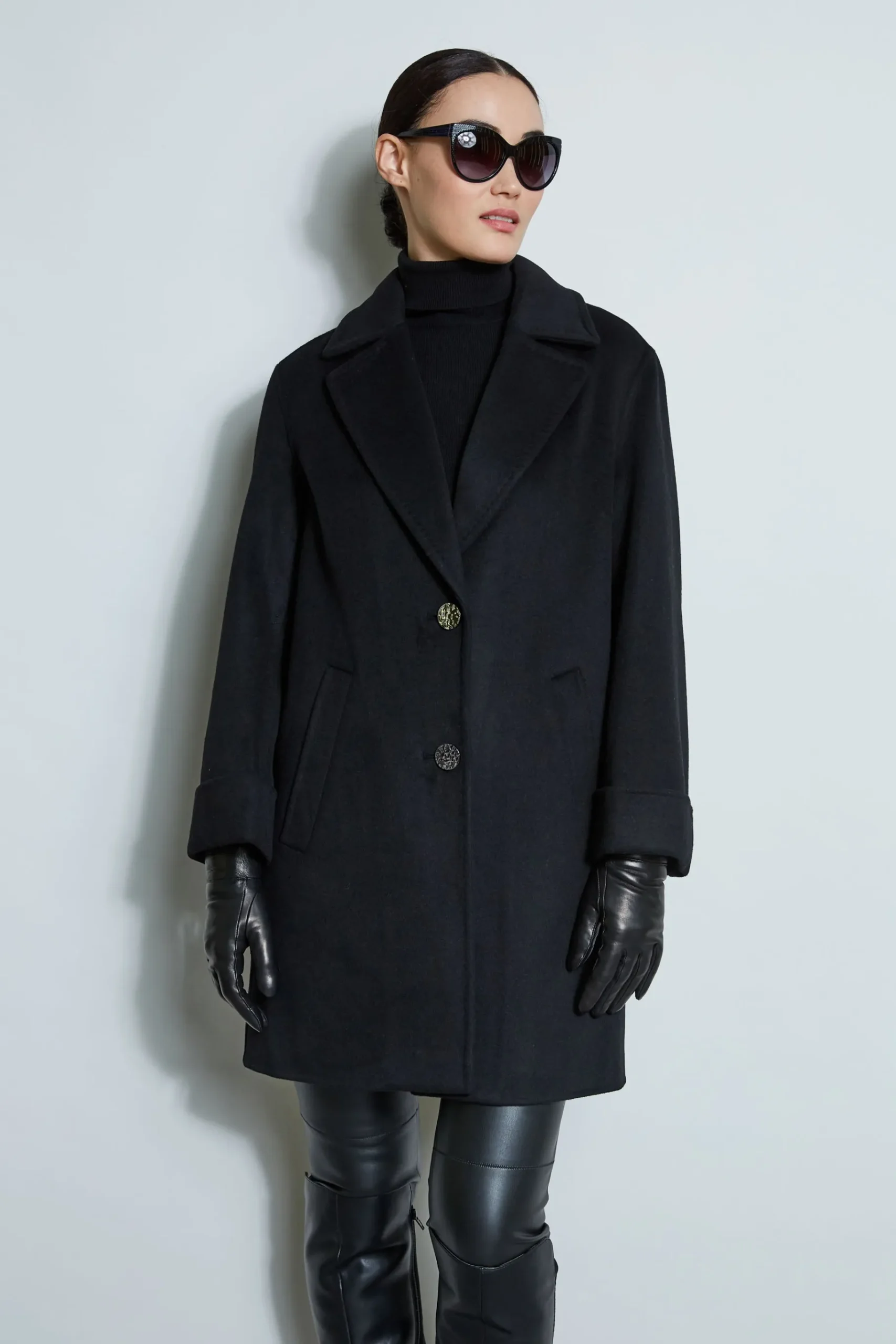Elie Tahari Tahari Double Face Wool Blend Two Button Coat- Coats