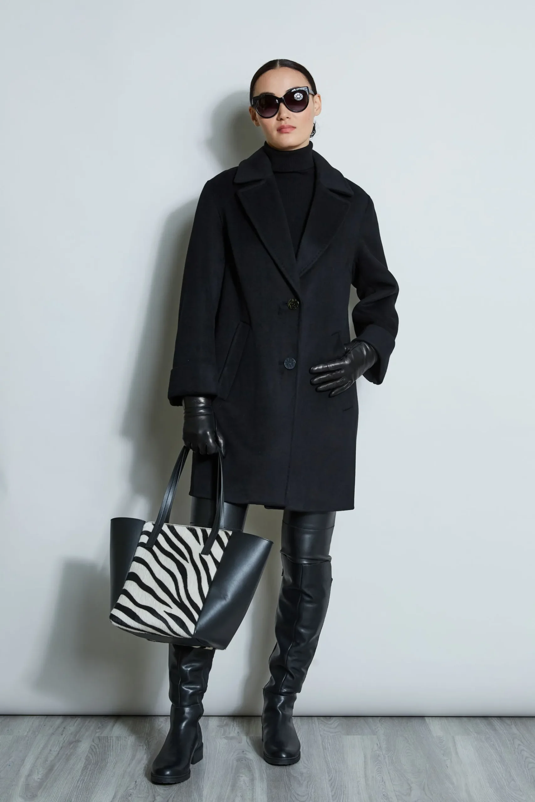 Elie Tahari Tahari Double Face Wool Blend Two Button Coat- Coats