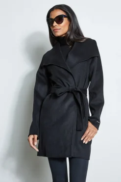 Elie Tahari Tahari Double Face Wool Lightweight Wrap Coat- Coats