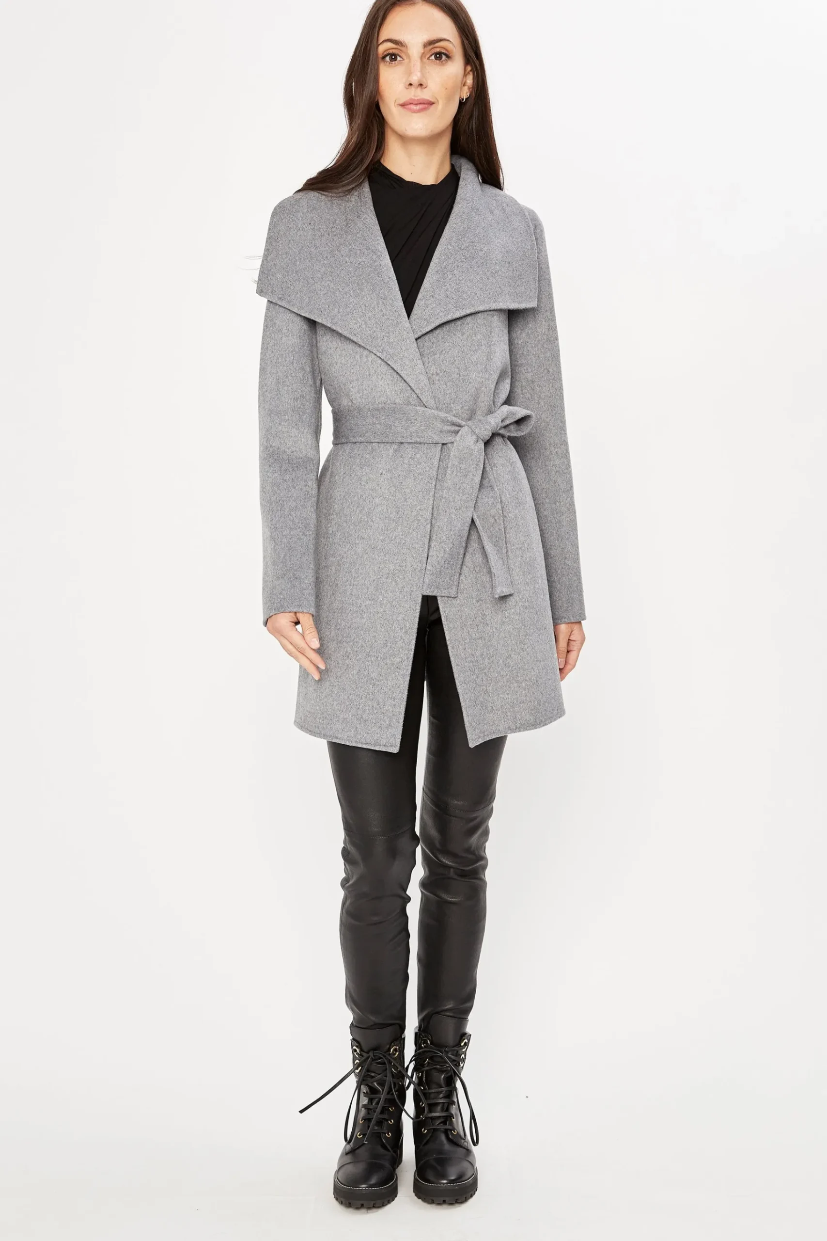 Elie Tahari Tahari Double Face Wool Lightweight Wrap Coat- Coats