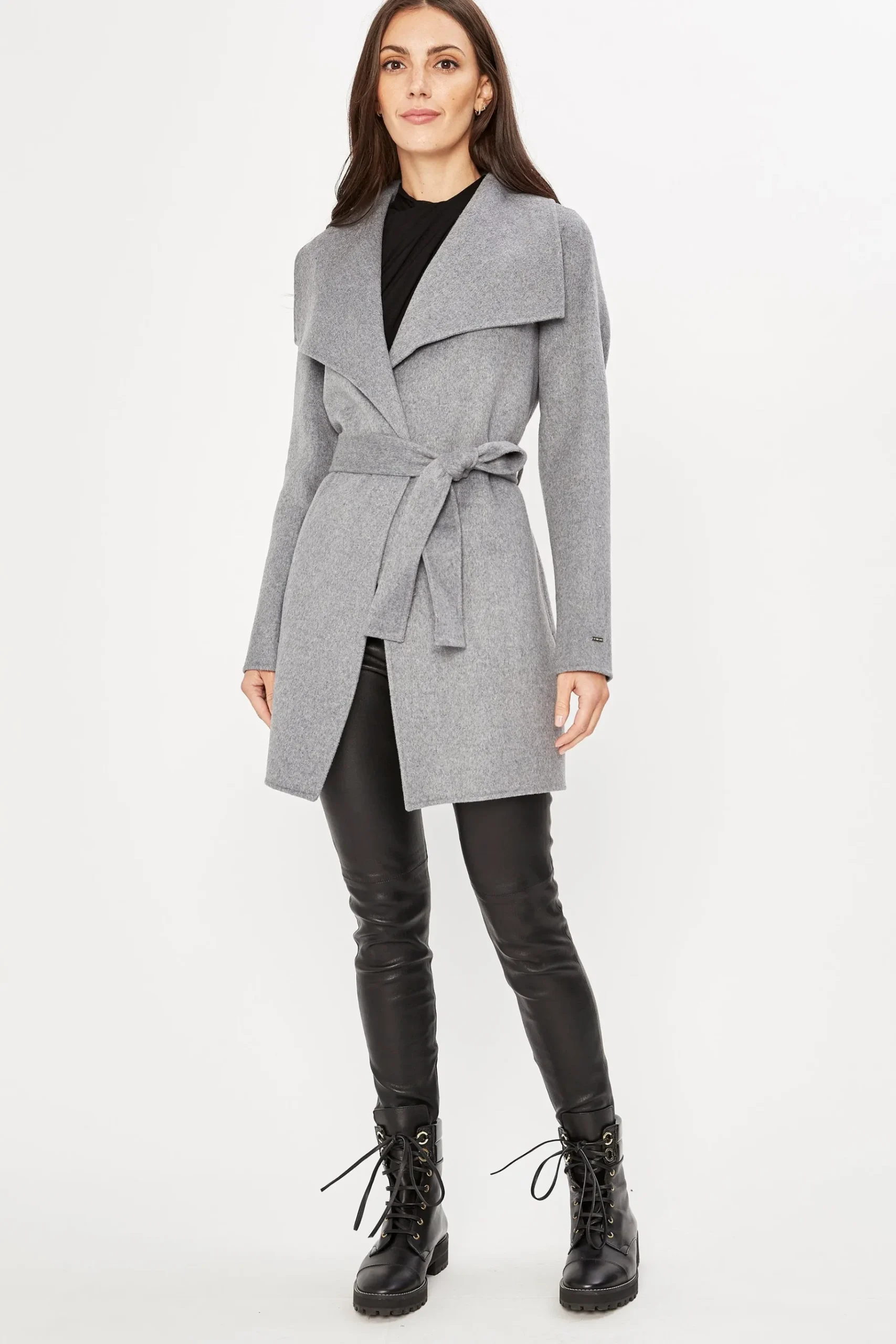 Elie Tahari Tahari Double Face Wool Lightweight Wrap Coat- Coats