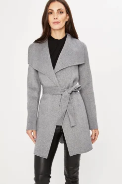 Elie Tahari Tahari Double Face Wool Lightweight Wrap Coat- Coats