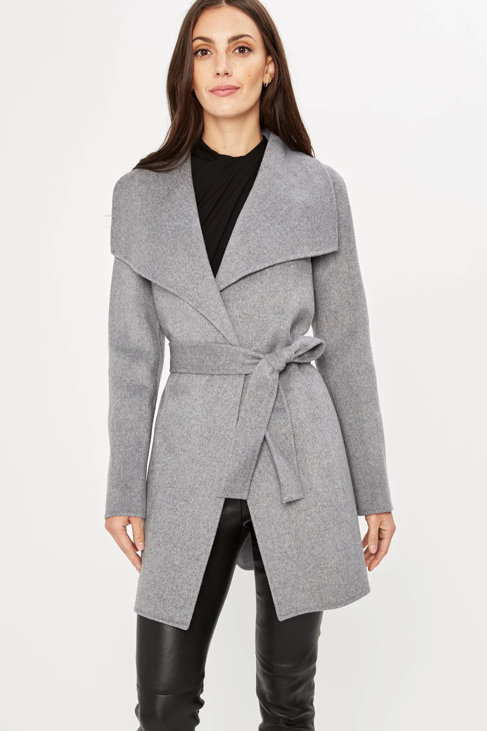 Elie Tahari Tahari Double Face Wool Lightweight Wrap Coat- Coats