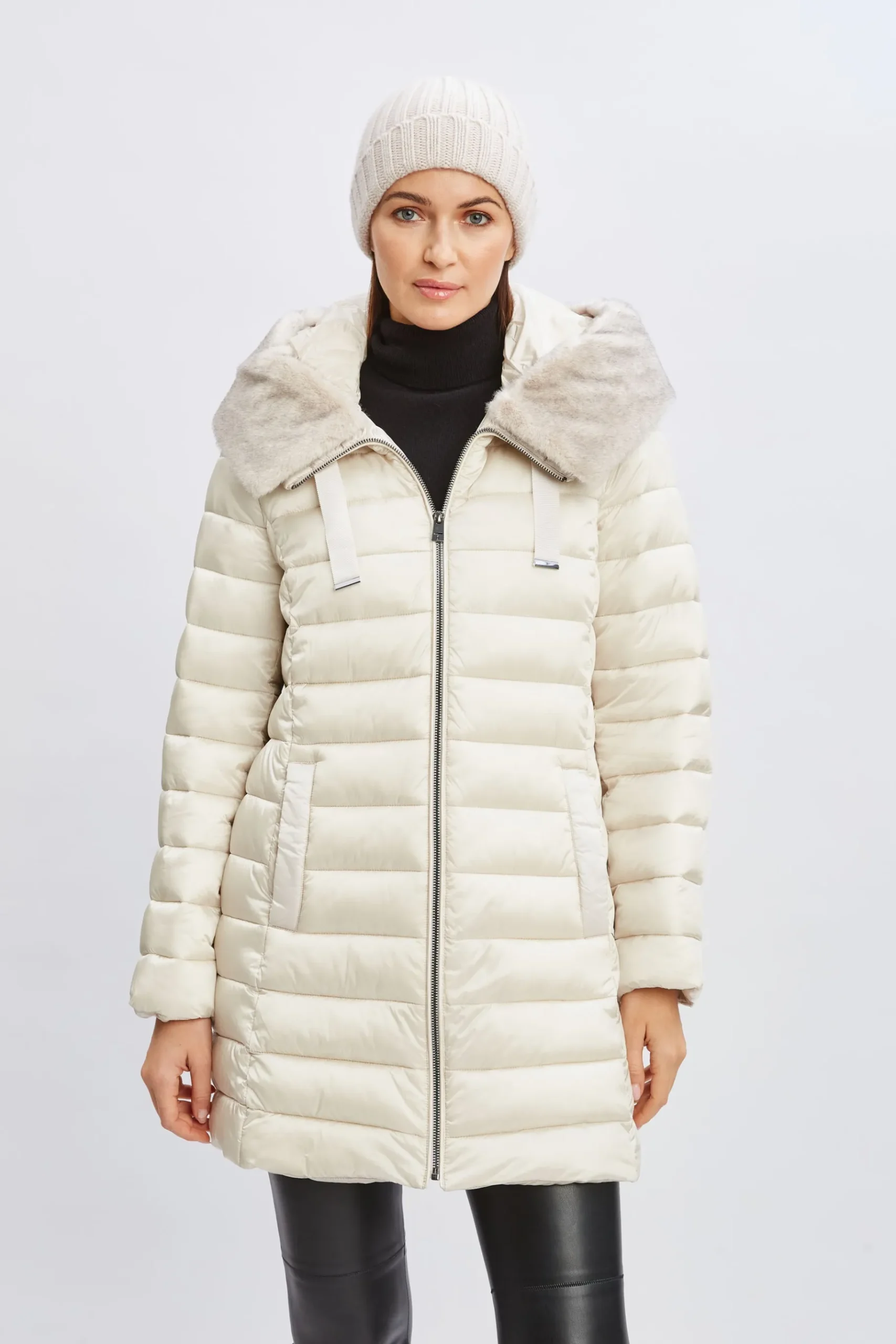 Elie Tahari Tahari Faux Fur Collar Puffer Coat- Coats