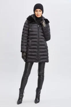 Elie Tahari Tahari Faux Fur Collar Puffer Coat- Coats
