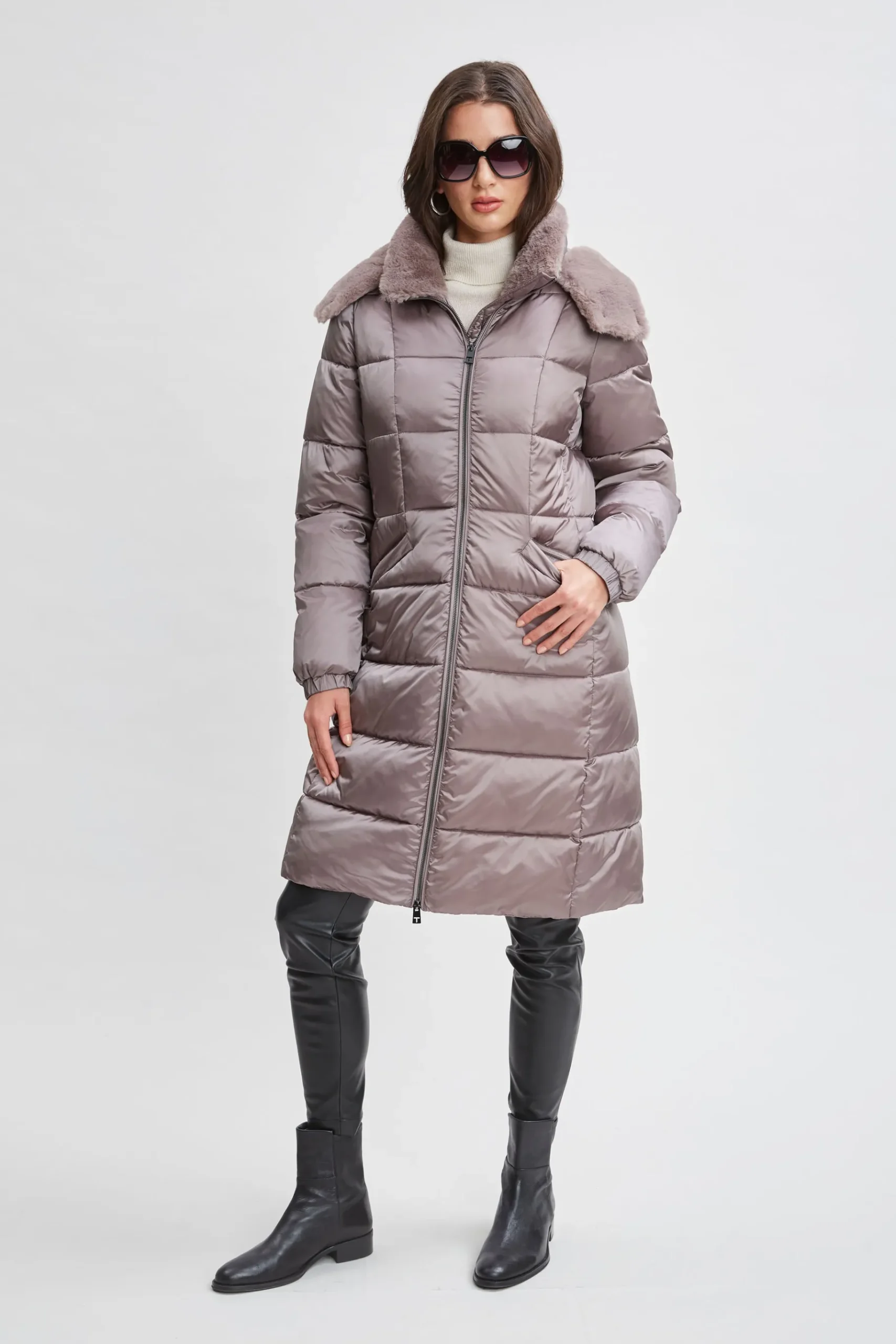 Elie Tahari Tahari Faux Fur Trimmed Puffer Coat- Coats