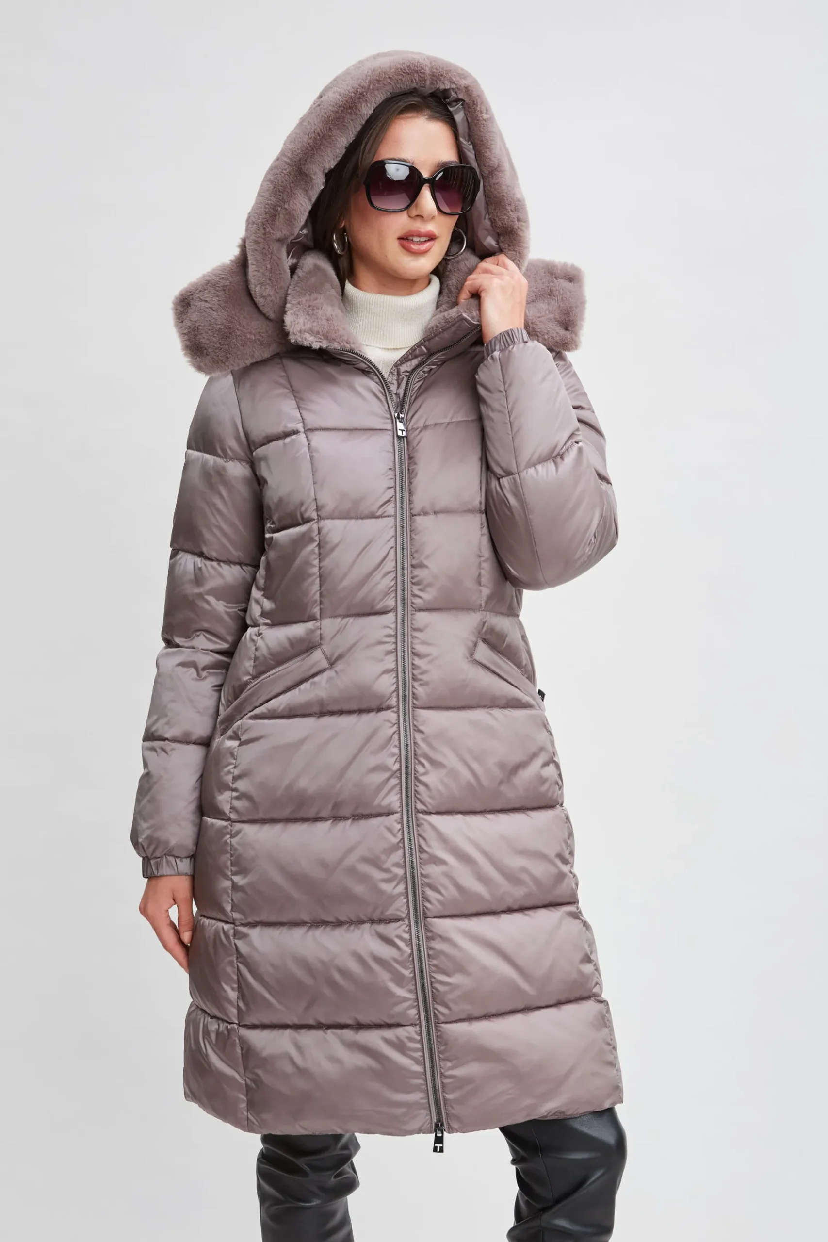 Elie Tahari Tahari Faux Fur Trimmed Puffer Coat- Coats