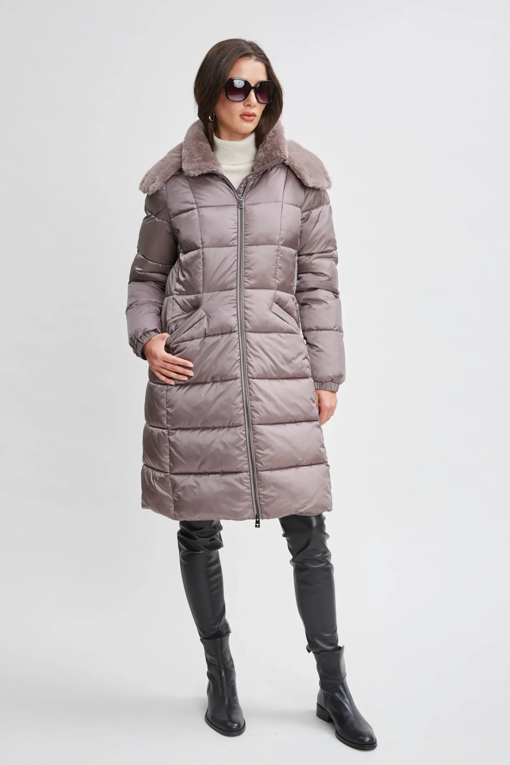 Elie Tahari Tahari Faux Fur Trimmed Puffer Coat- Coats