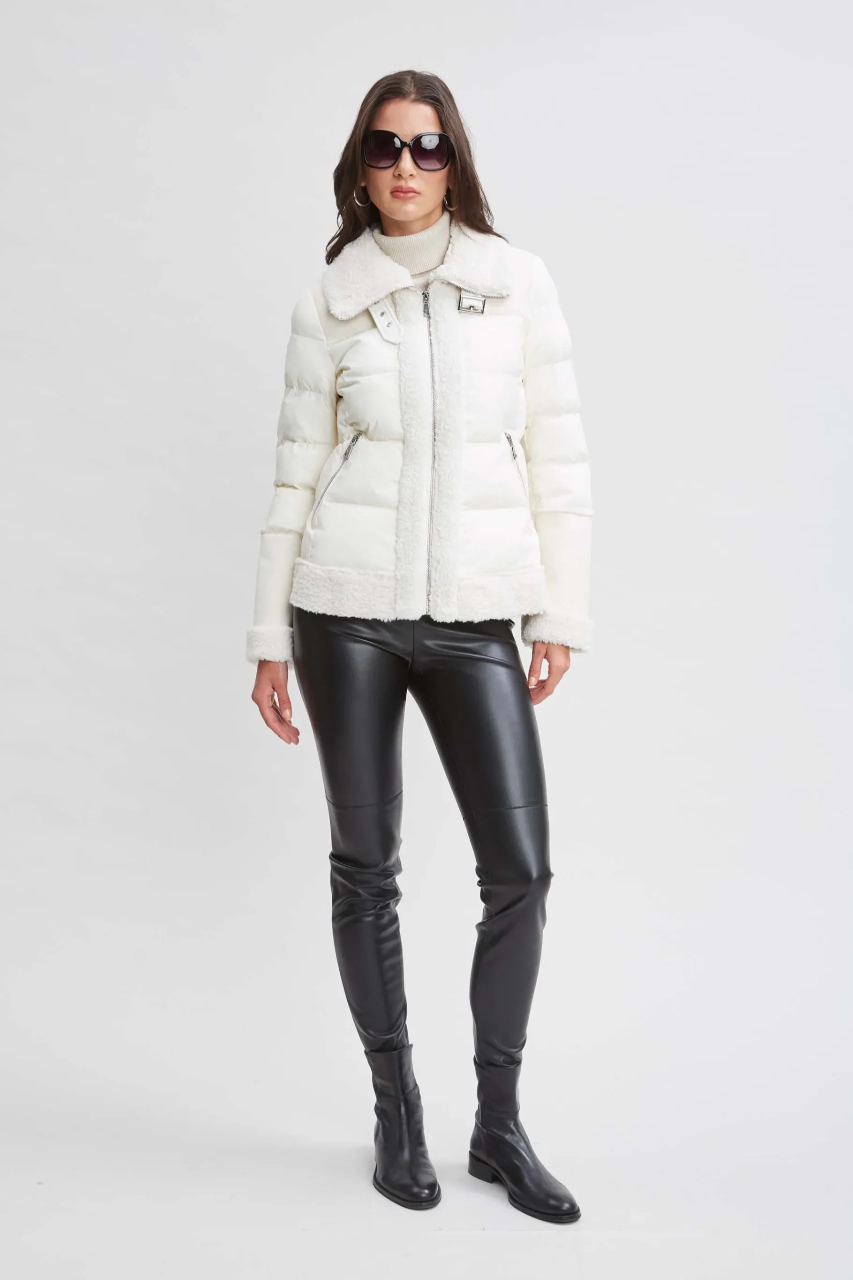 Elie Tahari Tahari Faux Shearling Puffer Coat- Coats