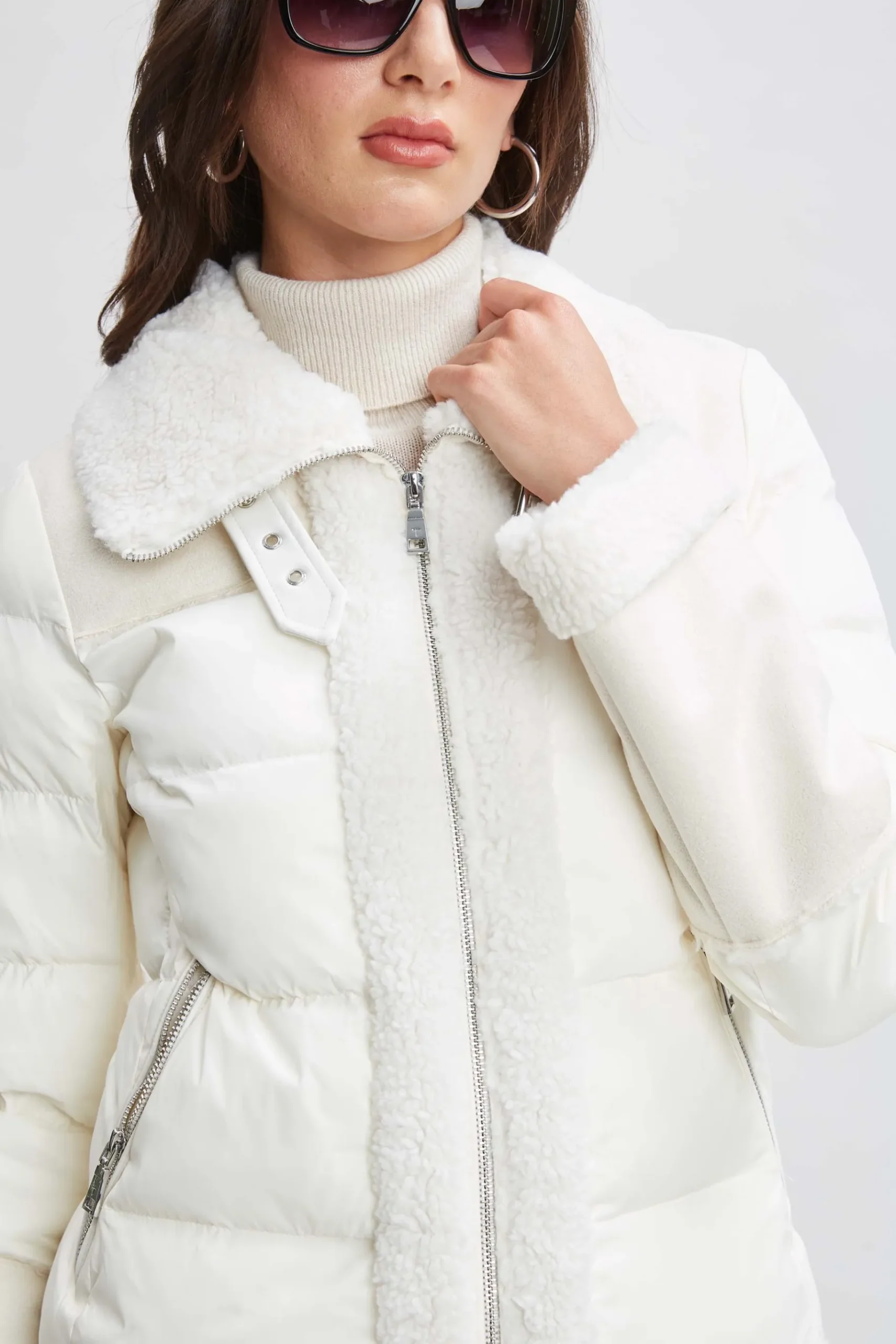 Elie Tahari Tahari Faux Shearling Puffer Coat- Coats