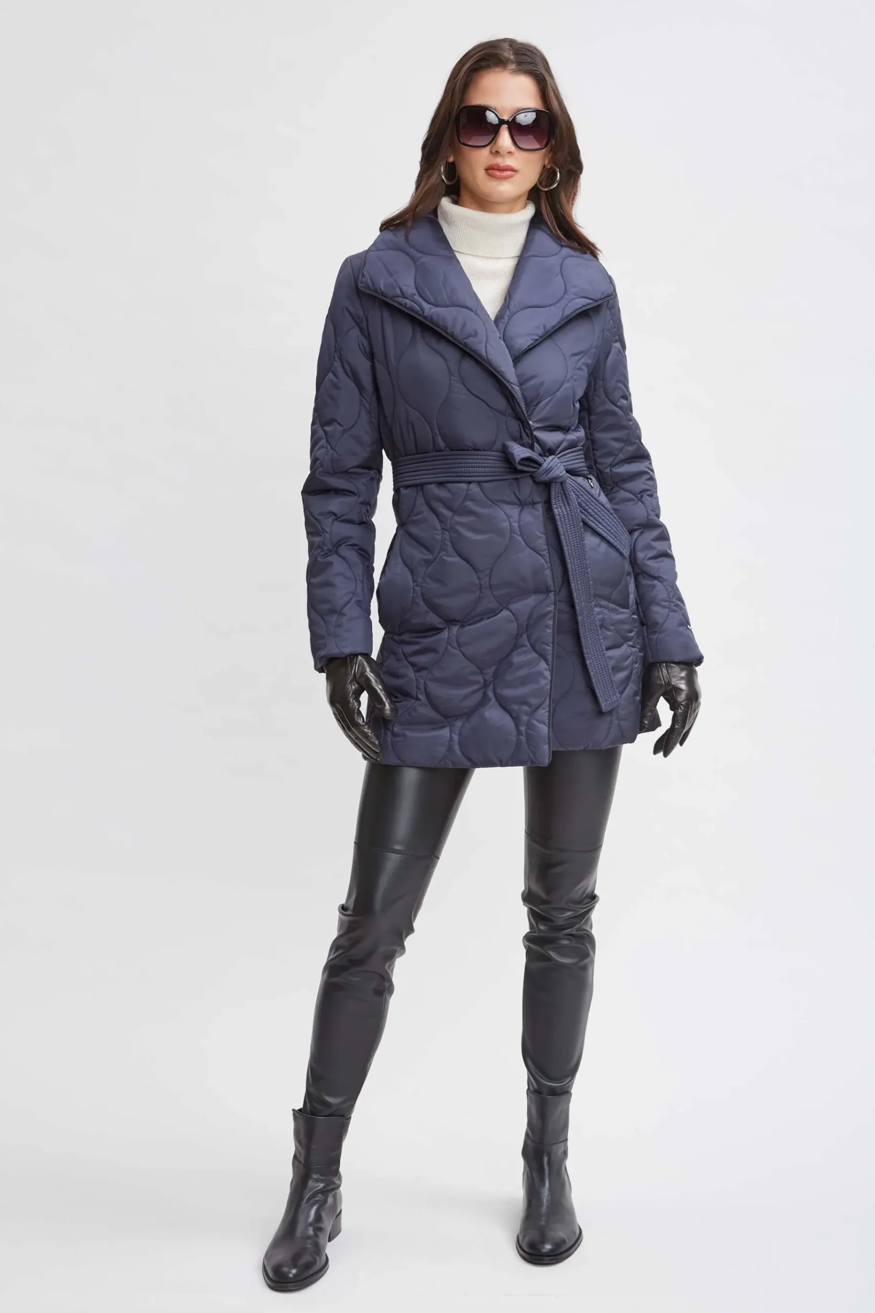Elie Tahari Tahari Lightweight Quilted Wrap Puffer Coat- Coats