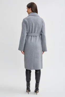 Elie Tahari Tahari Long Double Face Wool Blend Stitched Wrap Coat- Coats