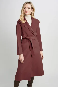 Elie Tahari Tahari Long Double Face Wool Blend Wrap Coat- Coats