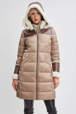 Elie Tahari Tahari Shearling Trim Puffer Coat- Coats