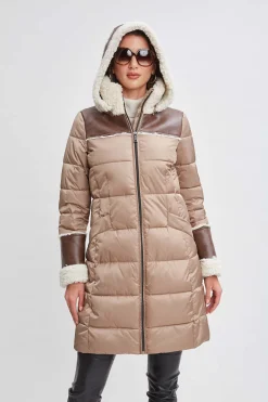 Elie Tahari Tahari Shearling Trim Puffer Coat- Coats