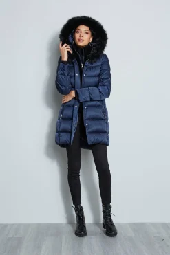 Elie Tahari Tahari Stitched Faux Fur Hood Puffer Coat- Coats