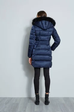 Elie Tahari Tahari Stitched Faux Fur Hood Puffer Coat- Coats
