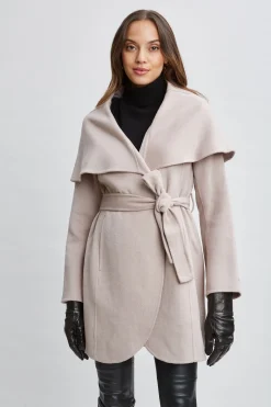 Elie Tahari Tahari Wool Blend Shawl Collar Wrap Coat- Coats