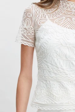 Elie Tahari Tape Applique Mock Neck Shirt- Tops & Sweaters