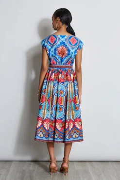 Elie Tahari Tapestry Floral Cotton Midi Dress- Dresses & Jumpsuits|Midi Dresses