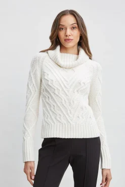 Elie Tahari Texture Turtleneck Wool Sweater- Tops & Sweaters