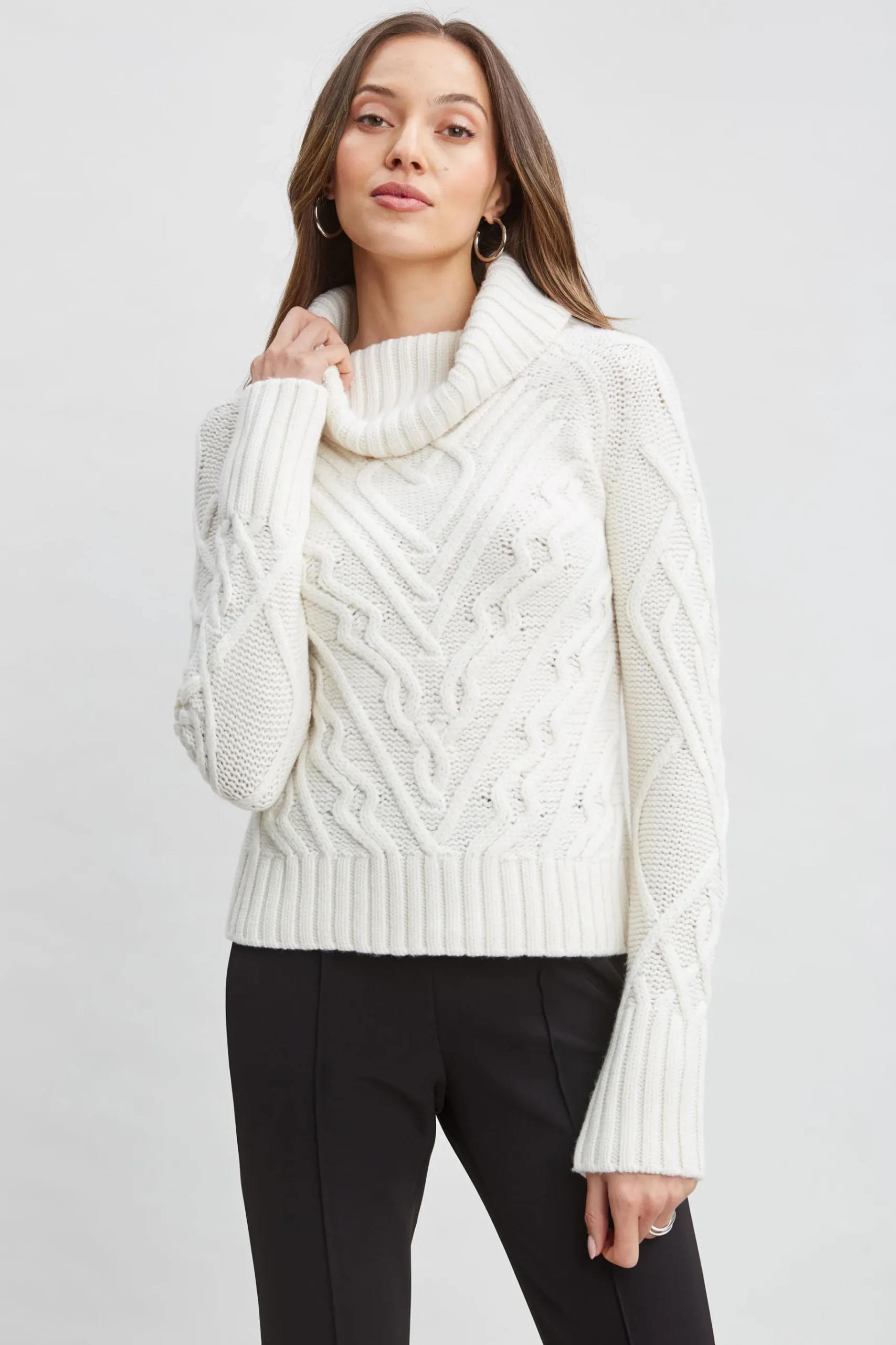 Elie Tahari Texture Turtleneck Wool Sweater- Tops & Sweaters