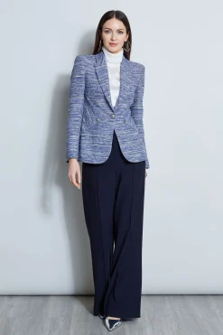 Elie Tahari Tweed Panel Single Button Blazer- Jackets & Blazers