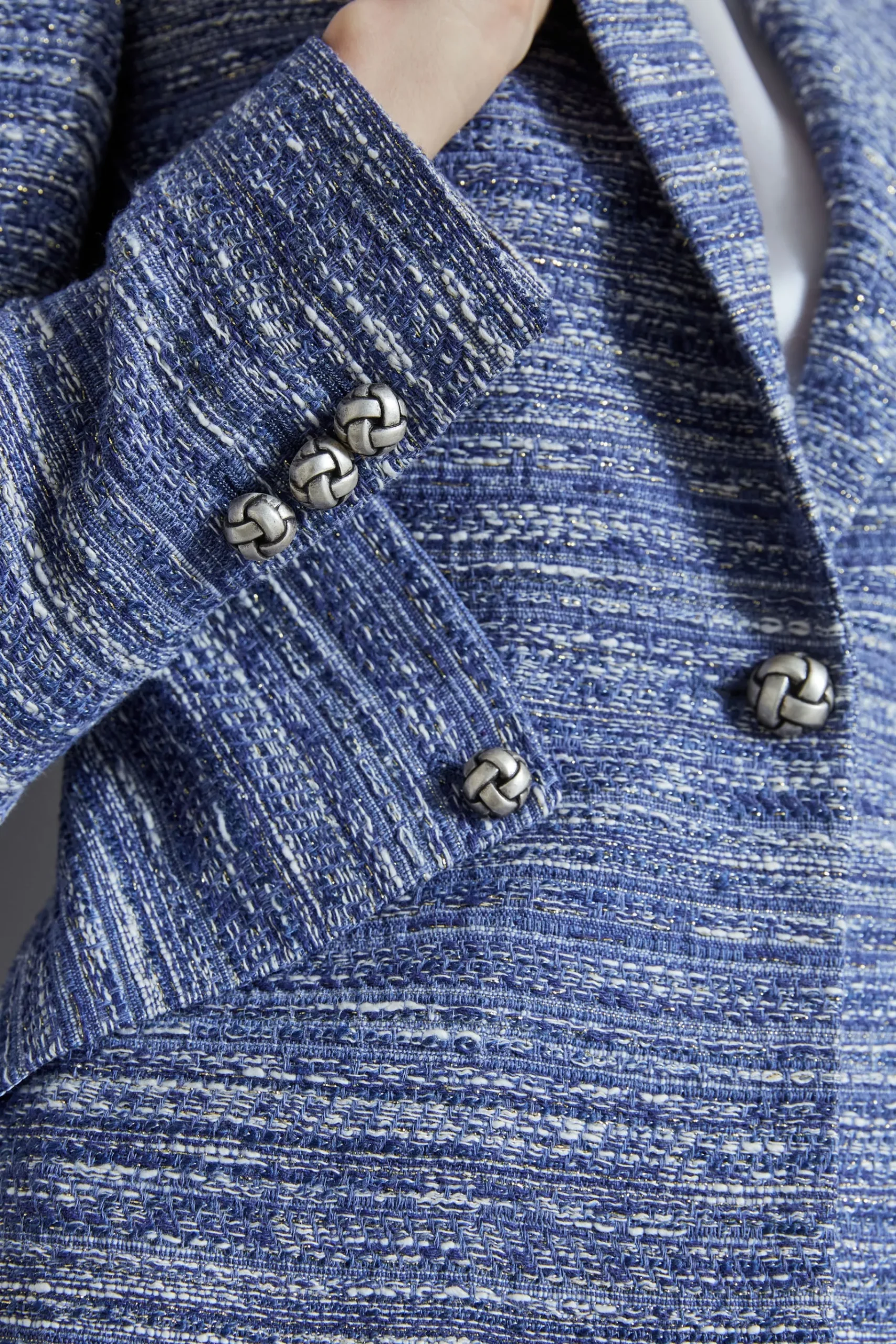 Elie Tahari Tweed Panel Single Button Blazer- Jackets & Blazers