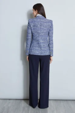 Elie Tahari Tweed Panel Single Button Blazer- Jackets & Blazers